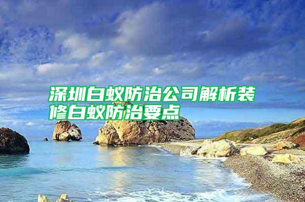 深圳白蟻防治公司解析裝修白蟻防治要點