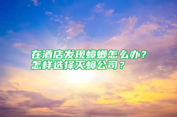 在酒店發(fā)現(xiàn)蟑螂怎么辦？怎樣選擇滅蟑公司？