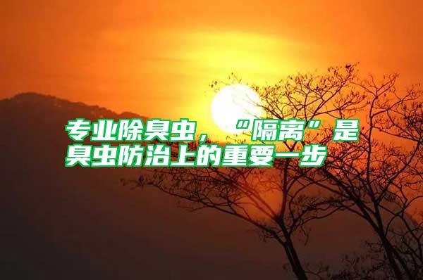 專業(yè)除臭蟲，“隔離”是臭蟲防治上的重要一步
