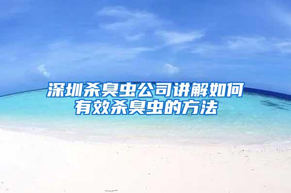 深圳殺臭蟲公司講解如何有效殺臭蟲的方法