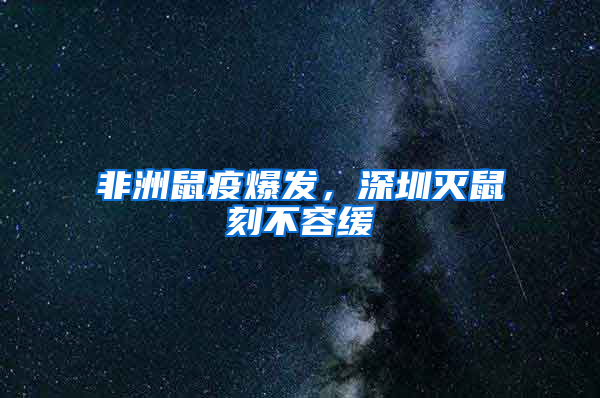 非洲鼠疫爆發，深圳滅鼠刻不容緩